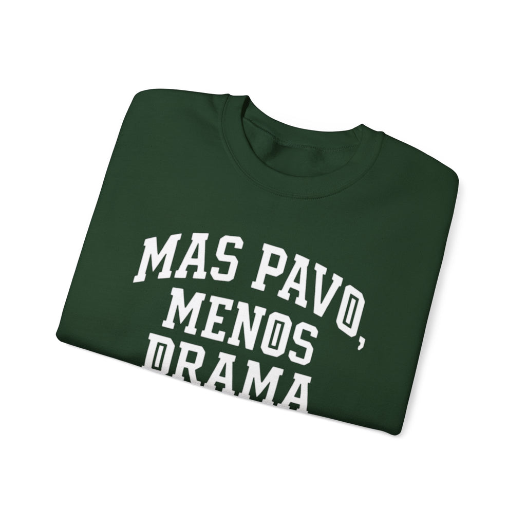 Mas Pavo Menos Drama Sweatshirt | Funny Spanish Thanksgiving Crewneck | Latino Family Holiday Sweater, Unisex Pullover