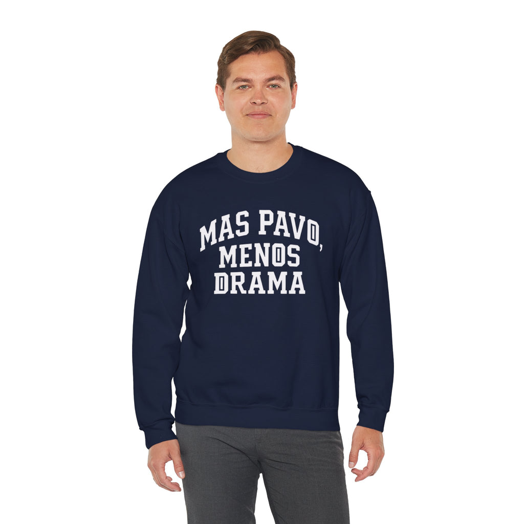 Mas Pavo Menos Drama Sweatshirt | Funny Spanish Thanksgiving Crewneck | Latino Family Holiday Sweater, Unisex Pullover