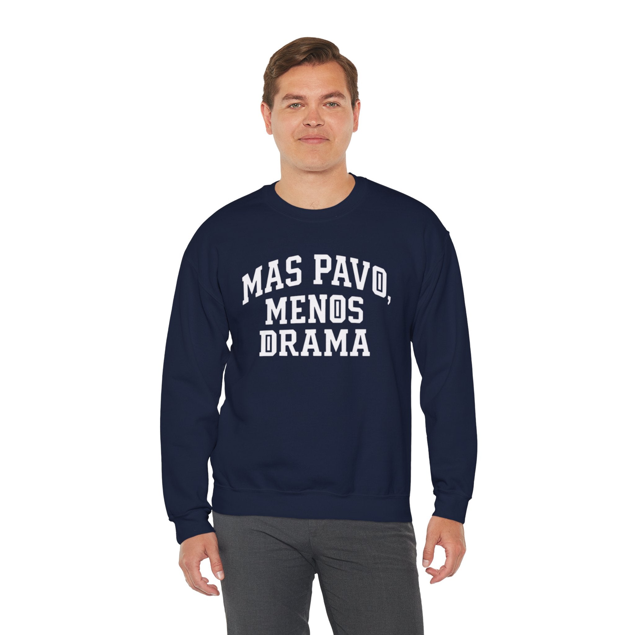 Mas Pavo Menos Drama Sweatshirt | Funny Spanish Thanksgiving Crewneck | Latino Family Holiday Sweater, Unisex Pullover