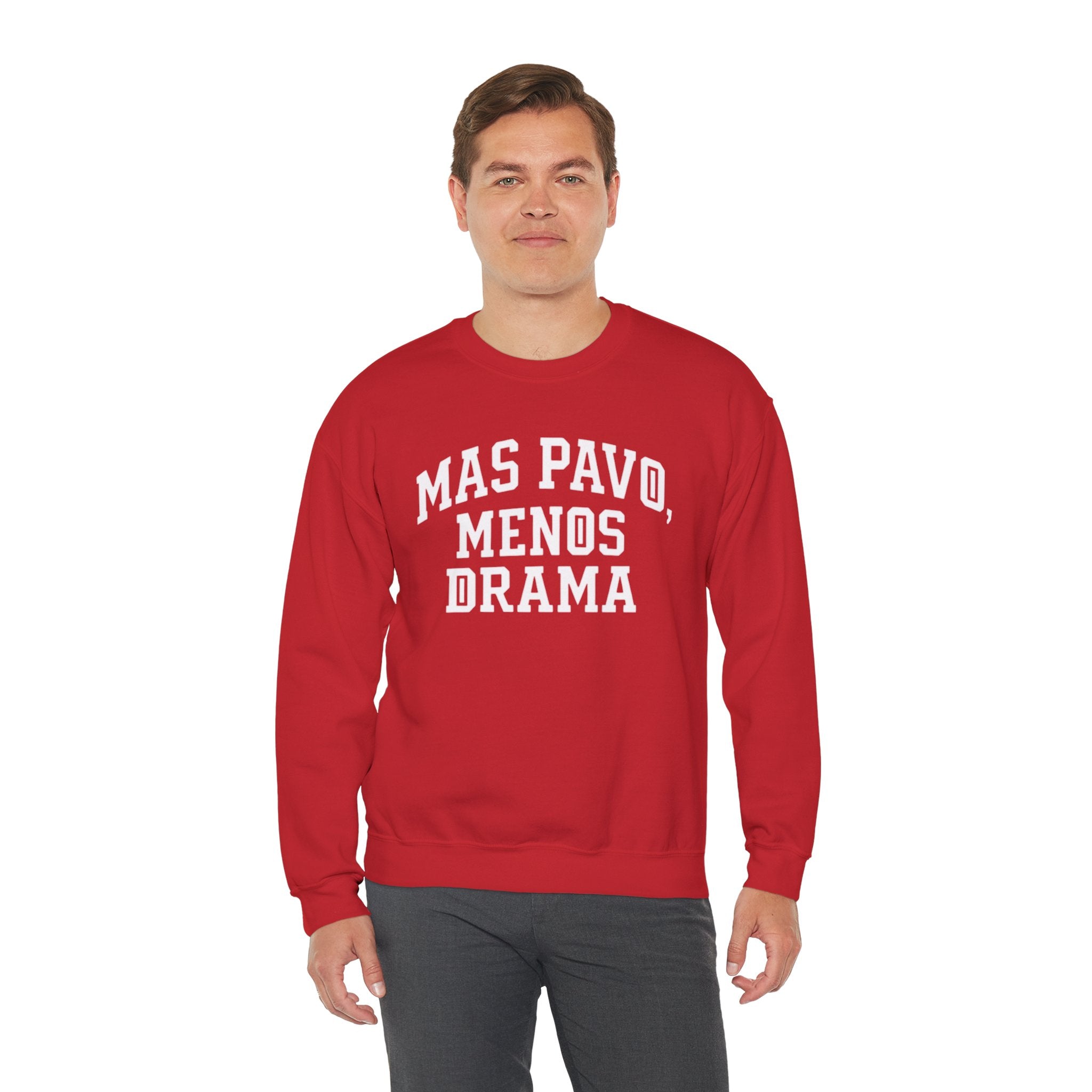 Mas Pavo Menos Drama Sweatshirt | Funny Spanish Thanksgiving Crewneck | Latino Family Holiday Sweater, Unisex Pullover