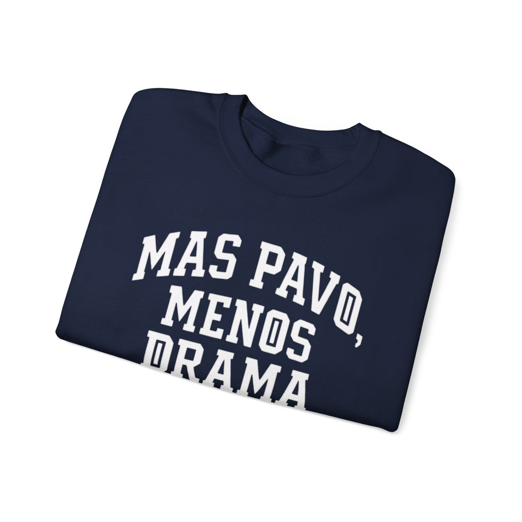 Mas Pavo Menos Drama Sweatshirt | Funny Spanish Thanksgiving Crewneck | Latino Family Holiday Sweater, Unisex Pullover