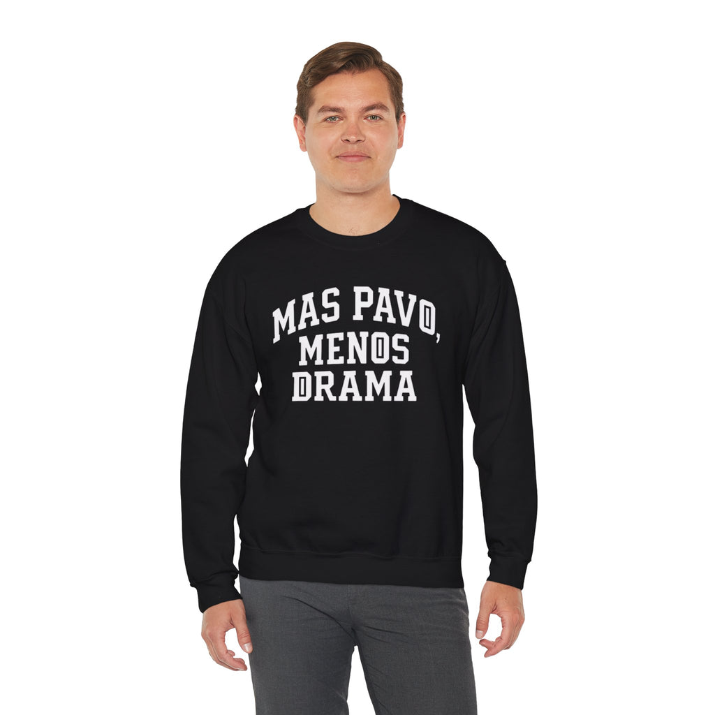 Mas Pavo Menos Drama Sweatshirt | Funny Spanish Thanksgiving Crewneck | Latino Family Holiday Sweater, Unisex Pullover