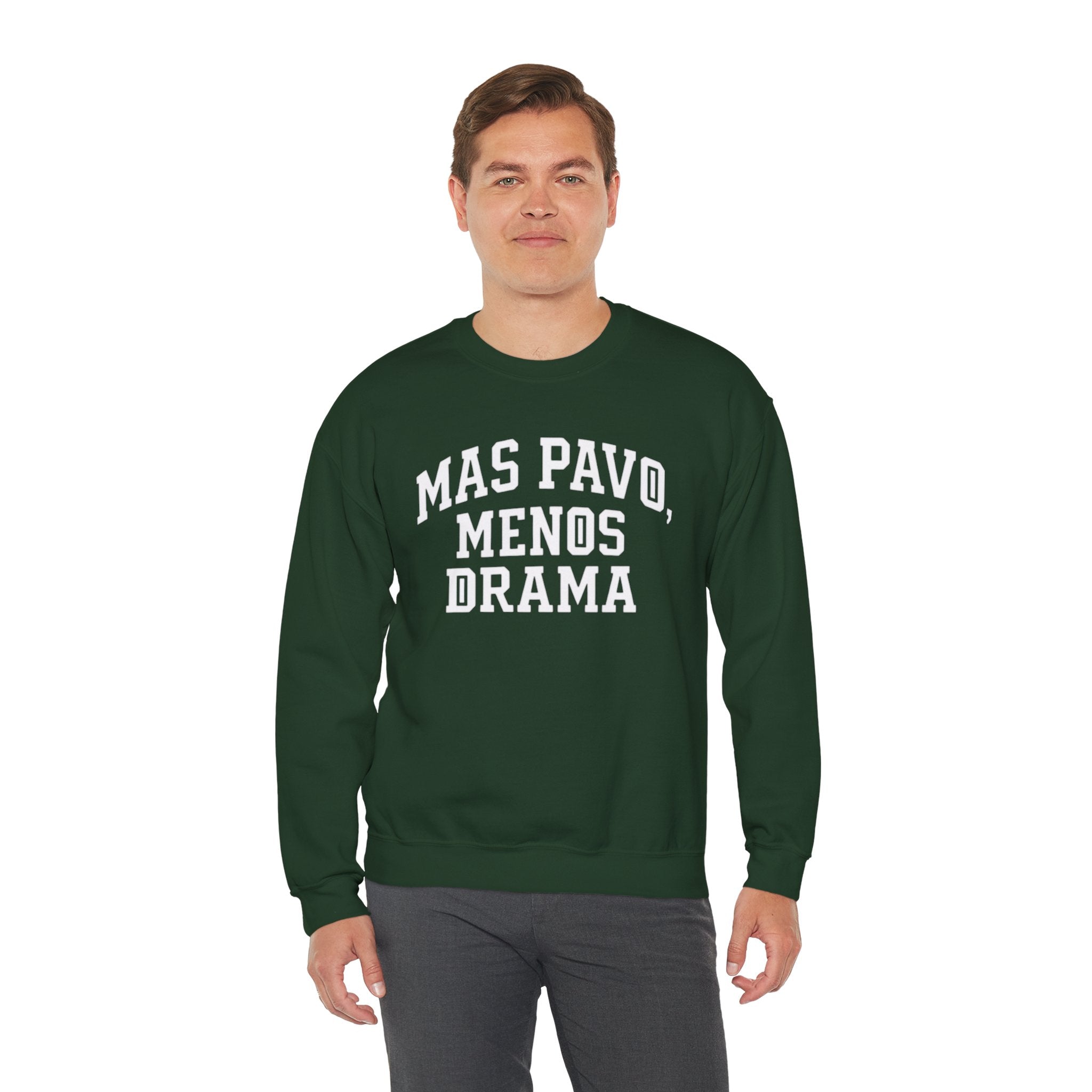 Mas Pavo Menos Drama Sweatshirt | Funny Spanish Thanksgiving Crewneck | Latino Family Holiday Sweater, Unisex Pullover